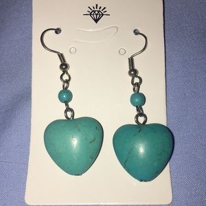 Faux Turquoise Heart Earrings